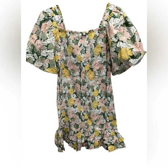 NWT byTiMo Festive Cotton Smocked Minidress Dandelion Floral Size Medium - Picture 6 of 8